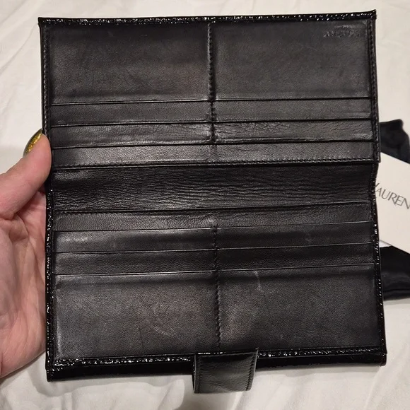 YSL Yves Saint Laurent Black and Gold Wallet - Picture 7 of 11